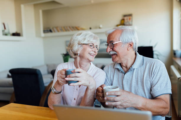 istock Happy senior couple at home 1268087291