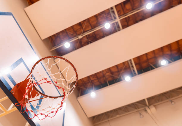 istock Low angle view of Basketball hoop 1268088612