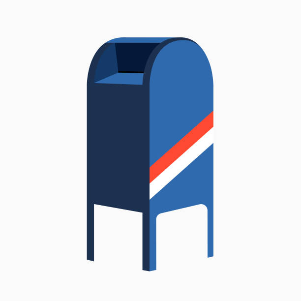 Mailbox Red, white and blue mailbox drop. united states postal service stock illustrations