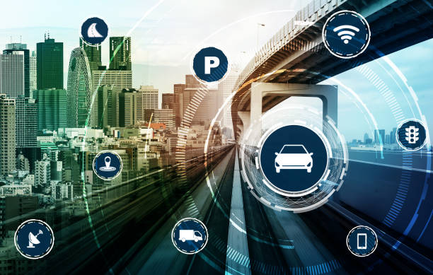 istock Smart transport technology concept for future car traffic on road 1268118680