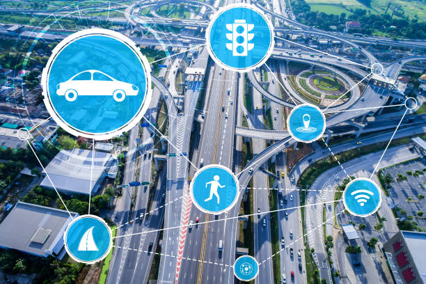 istock Smart transport technology concept for future car traffic on road 1268120585