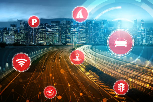 istock Smart transport technology concept for future car traffic on road 1268122248