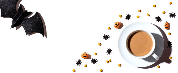istock Halloween theme with a cup of coffee 1268128599