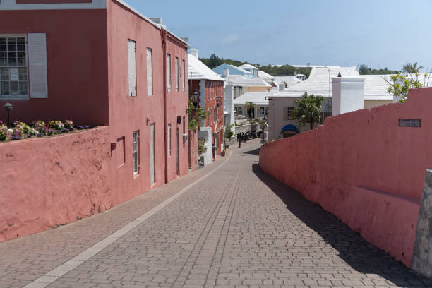 Street in St. Georges, Bermuda stock photo