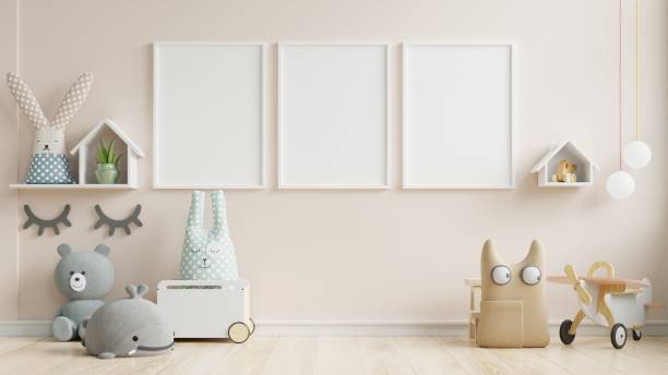 istock Interior mockup, kids room, wall frame mockup. 1268133599
