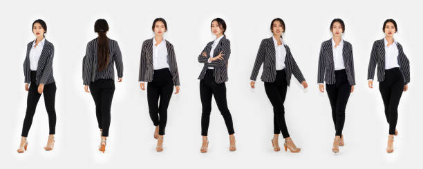 istock Different pose of same Asian woman full body portrait set 1268134628