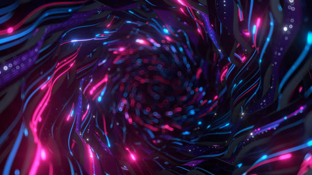 istock Blue pink neon wormhole 3D render illustration 1268136647