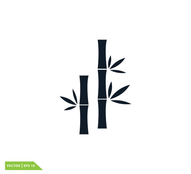 ilustrações, clipart, desenhos animados e ícones de modelo de logotipo vetorial do ícone de bambu - bamboo bamboo shoot green isolated