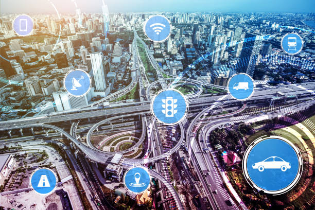 istock Smart transport technology concept for future car traffic on road 1268137610