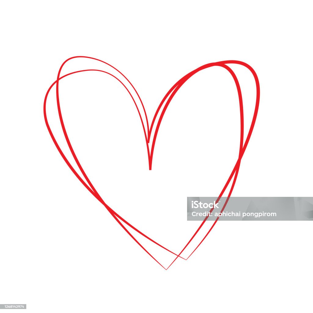Red Heart Line Icon Red Line Heart Shaped Vector Illustration On A White Background Stock ...