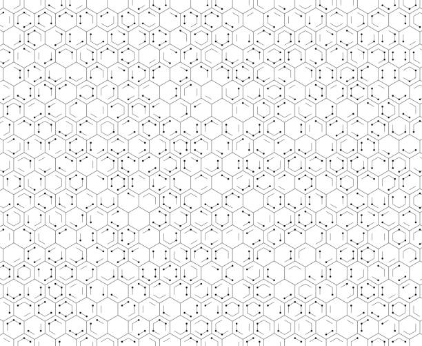 illustrazioni stock, clip art, cartoni animati e icone di tendenza di tech esagono modello - hexagon honeycomb repetition connection