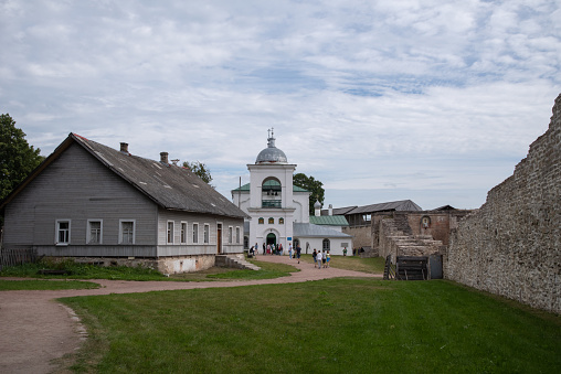 Ancient orthodox church of St. Nicholas in the Izborsk fortress. Izborsk, Pskov region, Russia.