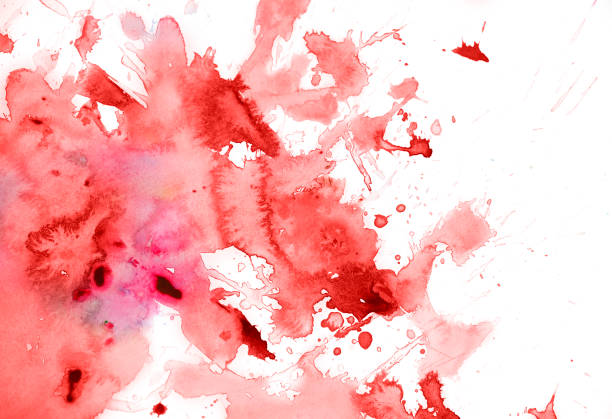 Red watercolor background hand colored with layers on white watercolor paper. My own work.