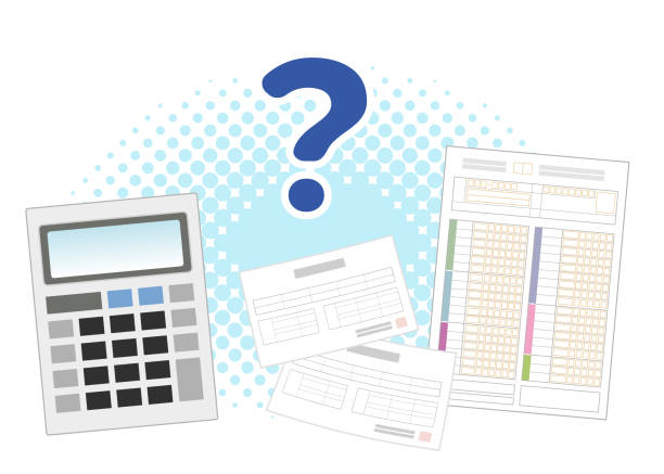 Money questions about medical expenses . Tax returns and calculators. Image Illustration. Money questions about medical expenses . Tax returns and calculators. Image Illustration. tax clipart stock illustrations