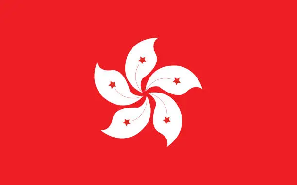 Vector illustration of Hong Kong flag vector graphic. Rectangle Hongkonger flag illustration. Hong Kong country flag is a symbol of freedom, patriotism and independence.