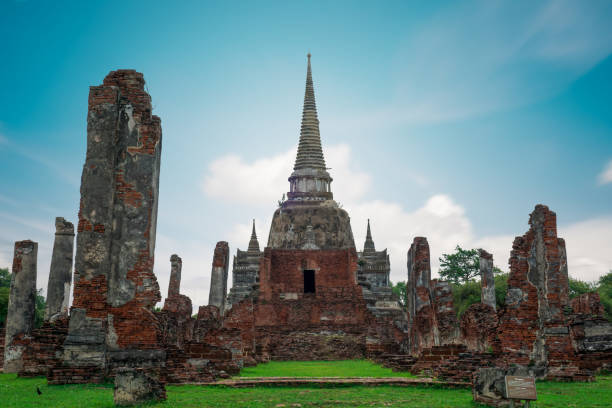 wat phra si sanphet nel parco storico di ayutthaya. - sanphet palace foto e immagini stock