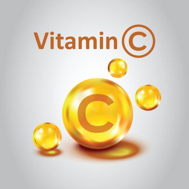 Vitamin C icon in flat style. Pill capsule vector illustration on white isolated background. Drug business concept. Vitamin C icon in flat style. Pill capsule vector illustration on white isolated background. Drug business concept. vitamin c stock illustrations