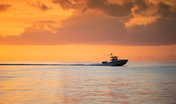 istock Fishing boat speeding Key largo Florida 1268159254