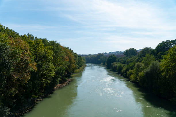 istock The Tiber river flows along with trees in sunny day, Rome, Italy. 1268162451