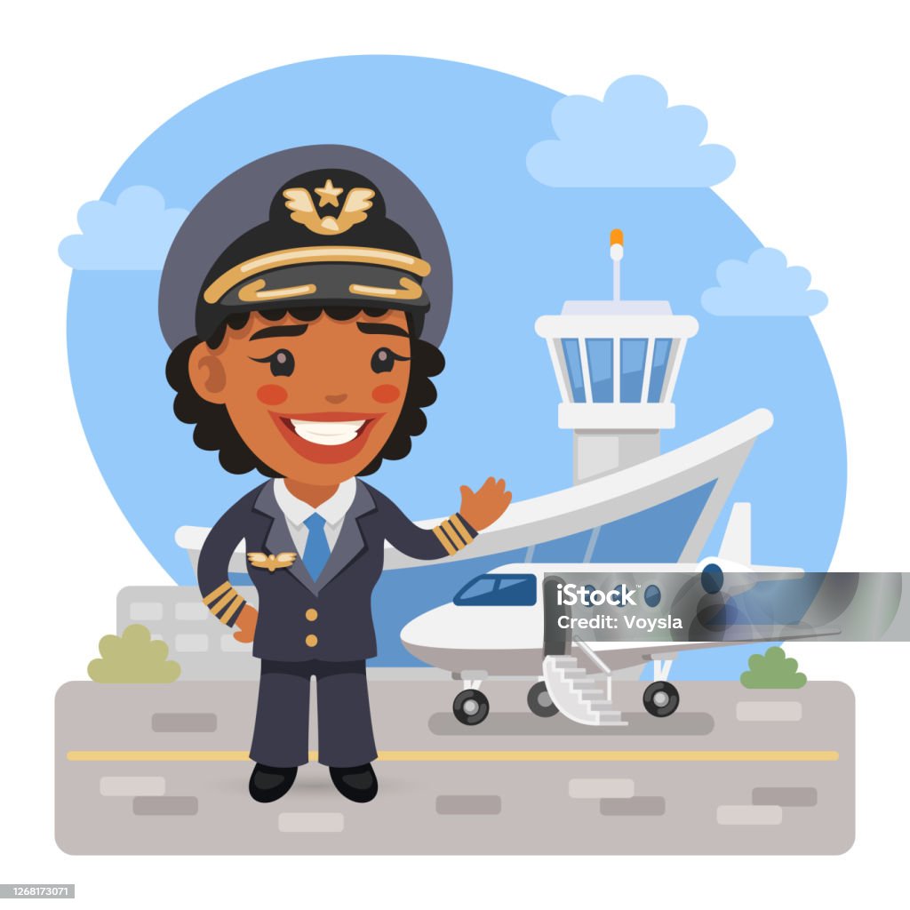 Cartoon Woman Airplane Pilot Stock Illustration - Download Image Now - Pilot,  Cartoon, Commercial Airplane - iStock