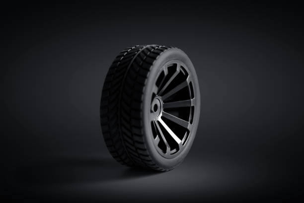 istock Car tire isolated on black background 1268174464