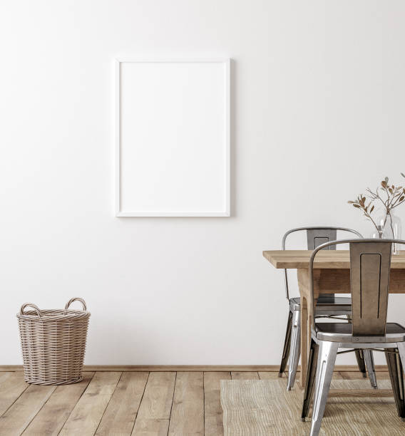istock Mockup frame in farmhouse living room interior 1268175878