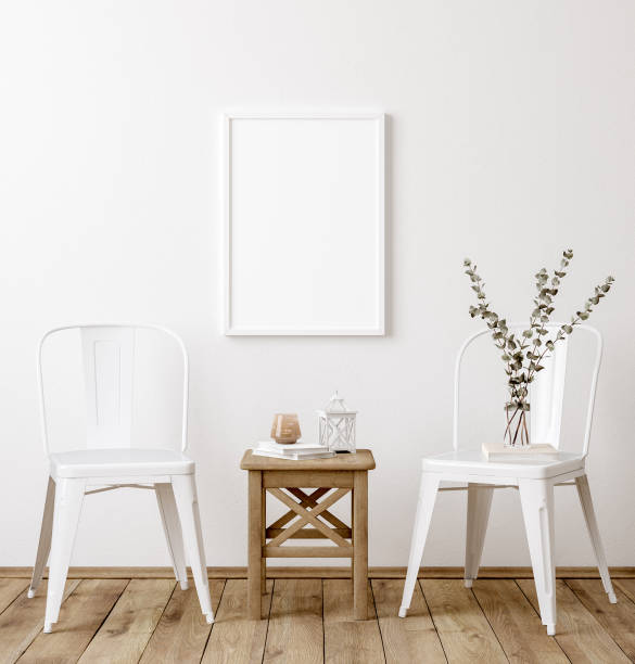 istock Mockup frame in farmhouse living room interior 1268175879