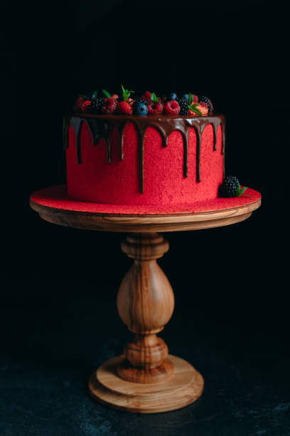 istock Red velvet summer fruit cake with chocolate. 1268177161