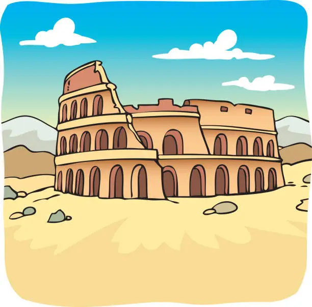 Vector illustration of Vector of The Coliseum or Flavian Amphitheatre