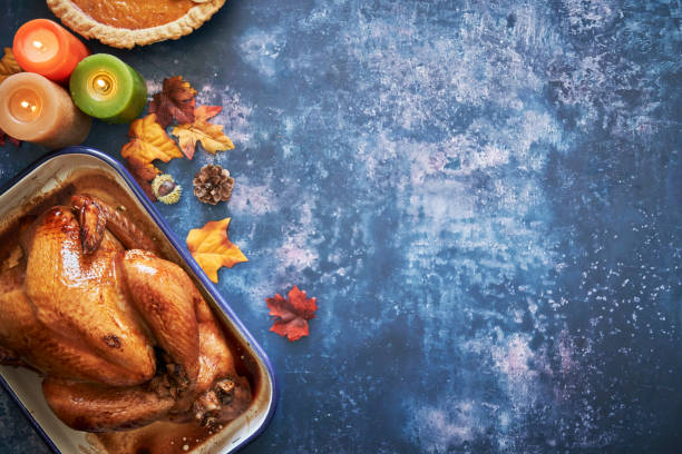 istock Traditional Holiday Stuffed Turkey on Rustic Background 1268187323