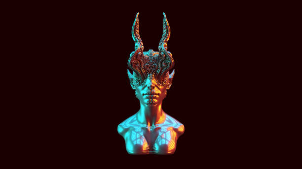 istock Silver Alien Queen Bust with Red Orange and Blue Green Moody 1268188052