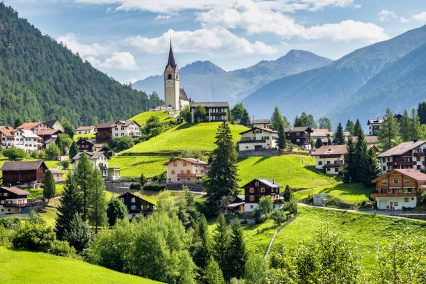 istock Beautiful Schmitten village at Albula pass in Grisons, Graubuenden, Switzerland 1268196085
