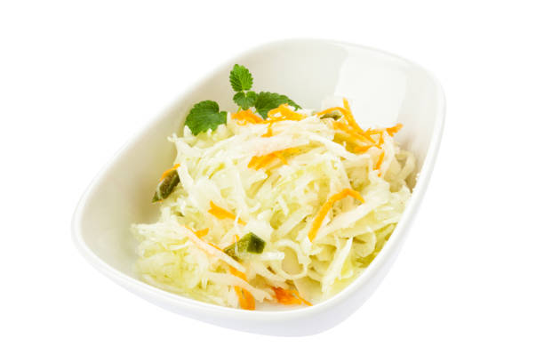 shredded cabbage on white background