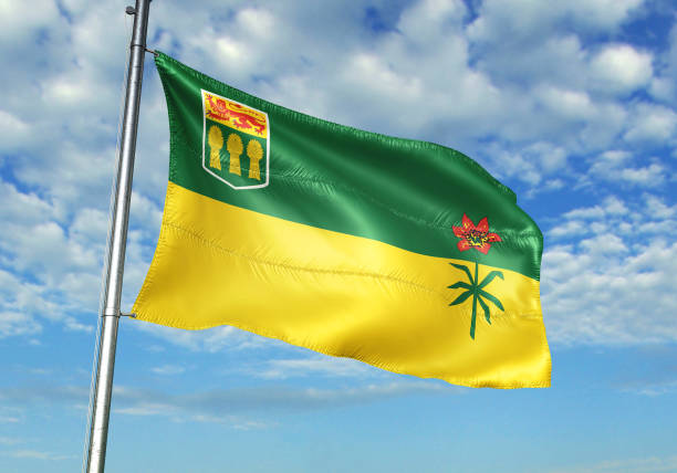 drapeau de la saskatchewan du canada - saskatchewan flag canada banner photos et images de collection