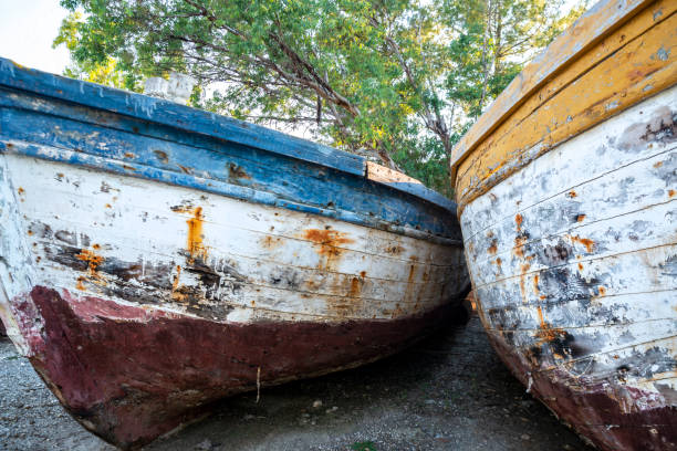 istock Old abandoned fishing boats 1268201949