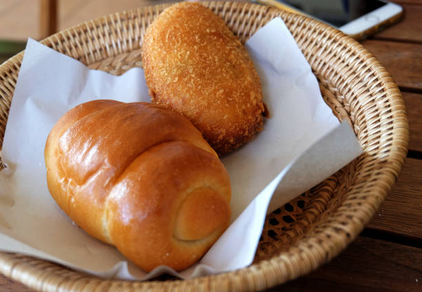 Assorted of bakery pastry in wooden container