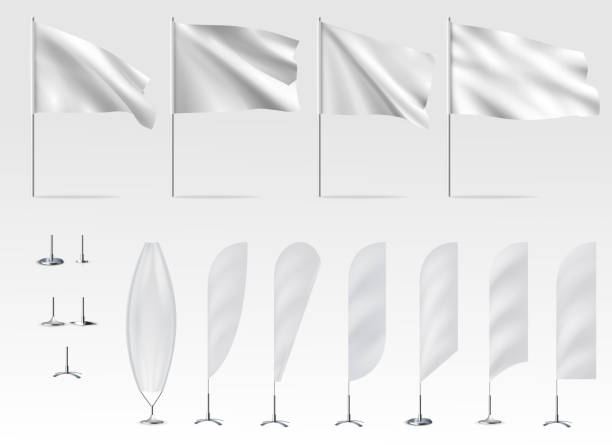 白旗、バナー旗のモックアップ - 旗点のイラスト素材／クリップアート素材／マンガ素材／アイコン素材
