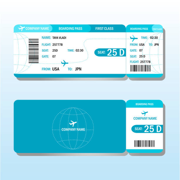 ilustrações de stock, clip art, desenhos animados e ícones de air tickets design template. - airplane air vehicle business travel passenger