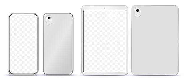 Silver Colored Smartphone and Tablet PC Mock-up Set.