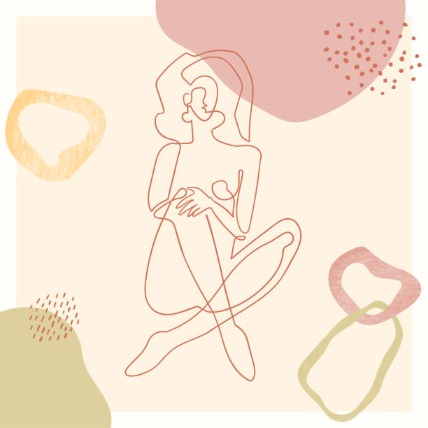 illustrations, cliparts, dessins animés et icônes de illustration de contour du corps de femme avec la forme de blob - fashion fine art portrait young adult beautiful people