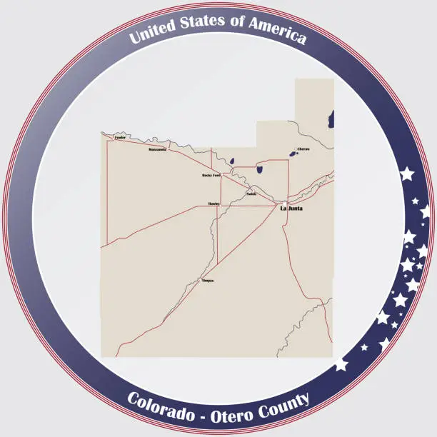 Vector illustration of Map of Otero County in Colorado