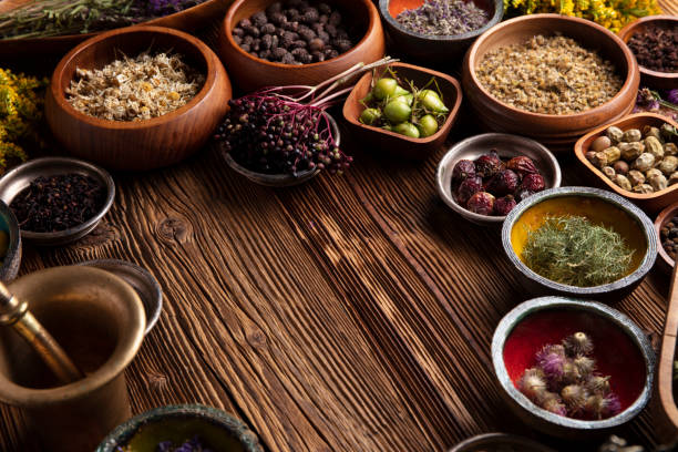 istock Natural medicine background. 1268212400