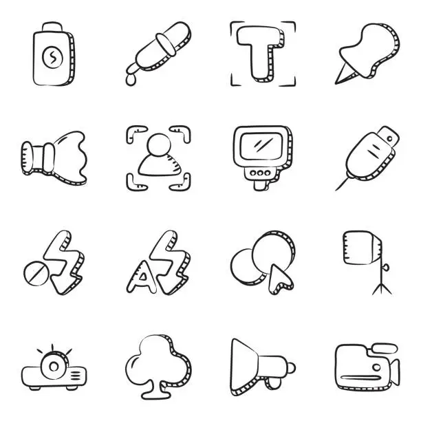 Vector illustration of Pack of Photography Tools Linear Icons