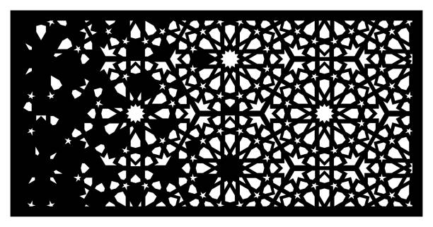 panel wektorowy arabesque. cięcie laserowe. szablon do partycji wewnętrznej w stylu arabskim. ekran arabesque cnc, panel - cnc laser cutting stock illustrations