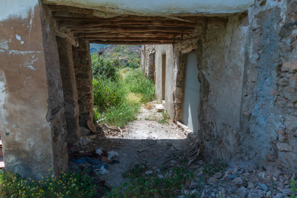 istock corridor of an abandoned farmhouse 1268220183