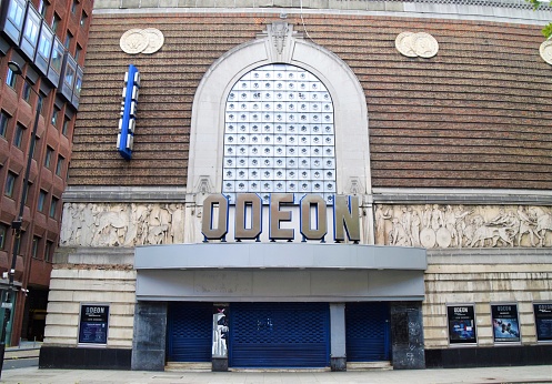 London, United Kingdom - August 21 2020: Odeon Cinema Covent Garden closed during 2020 lockdown, no people