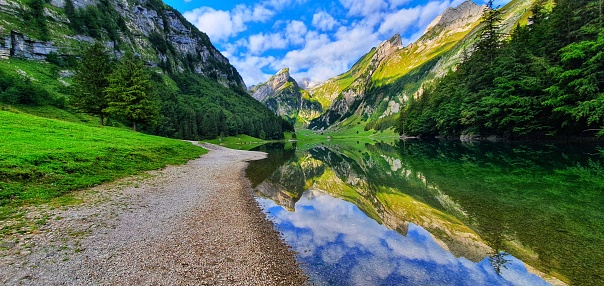 The Seealpsee, a lake in the Alpstein. A beautiful lake in the mountains of Appenzell. A hike to be recommended.