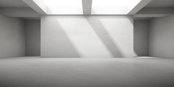 Espacio arquitectónico abstracto, Interior con muro de hormigón. Renderizado 3d. photo