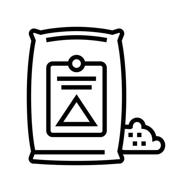 Vector illustration of cement bag line icon vector illustration