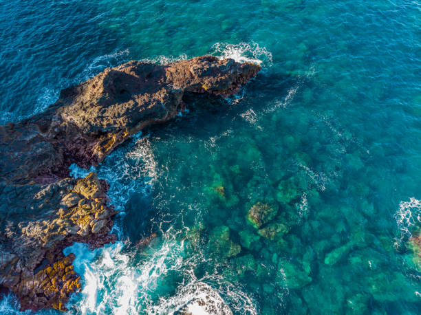 istock Marvelous shore. Large boulder among the waves in the sea. Hawaii 1268237763